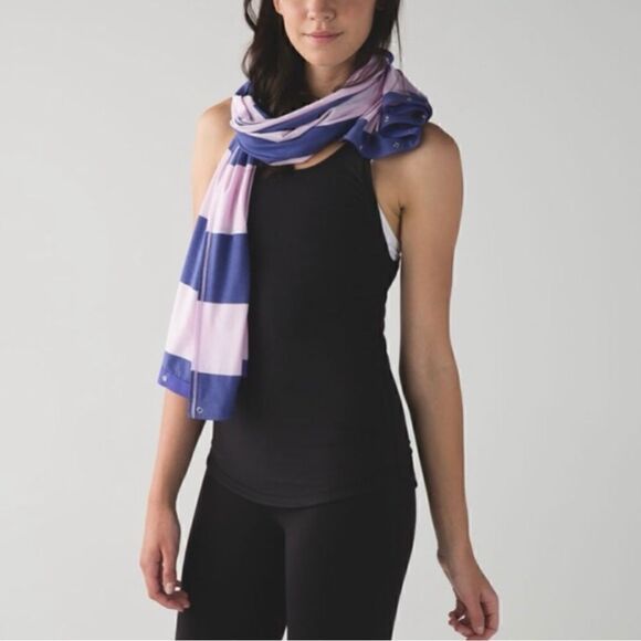 Lululemon Two Tone Purple Striped Full Button Scarf Vinyasa Scarf - Picture 10 of 11